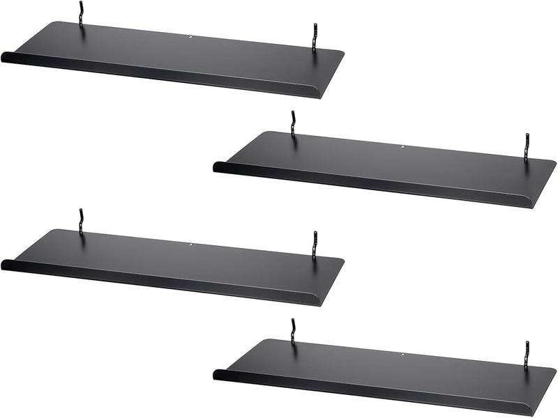 Kokone 4 Pack Pegboard Shelves with Lip - 15 x 5.5 in - Black, Metal Shelf Pegboard Steel Tray Pegboard Accessories for Storing or Displaying, Wall Organizer for Craft Retail, Garage, Workbench, etc - Image 1